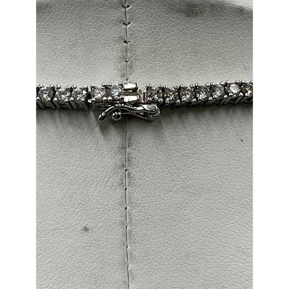 YGI Sterling Silver lolite/Tanzanite Emerald Cut Center Stone CZ Tennis Necklace - Picture 12 of 16